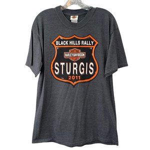 Harley Davidson Black Hills Rally Sturgis size L Badlands SD Gray Double Sided